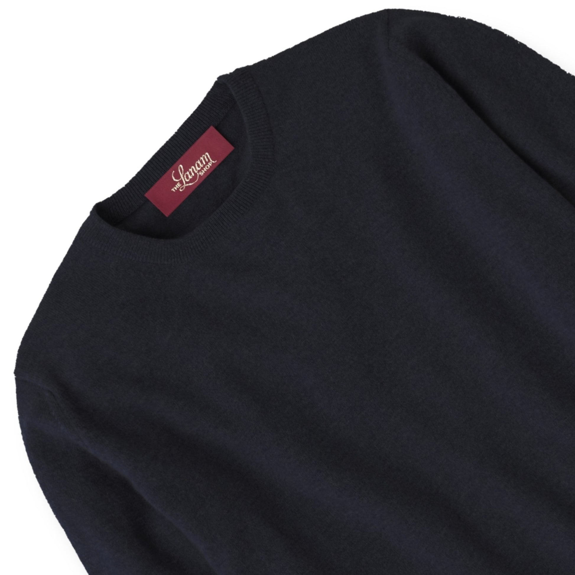 Men's Cashmere Crew Neck Sweater With Set-In Sleeve in Navy | The Lanam Shop