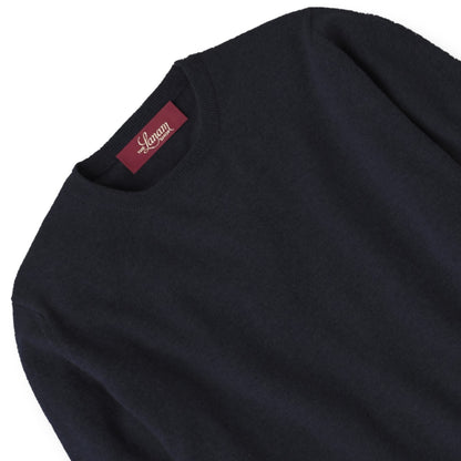 Men's Cashmere Crew Neck Sweater With Set-In Sleeve in Navy | The Lanam Shop