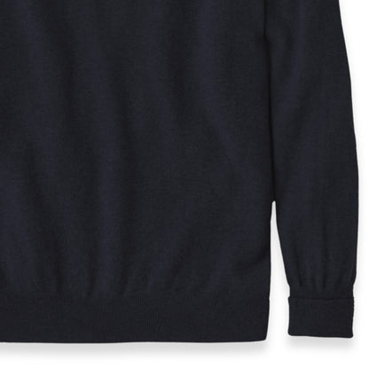 Men's Cashmere Crew Neck Sweater With Set-In Sleeve in Navy | The Lanam Shop