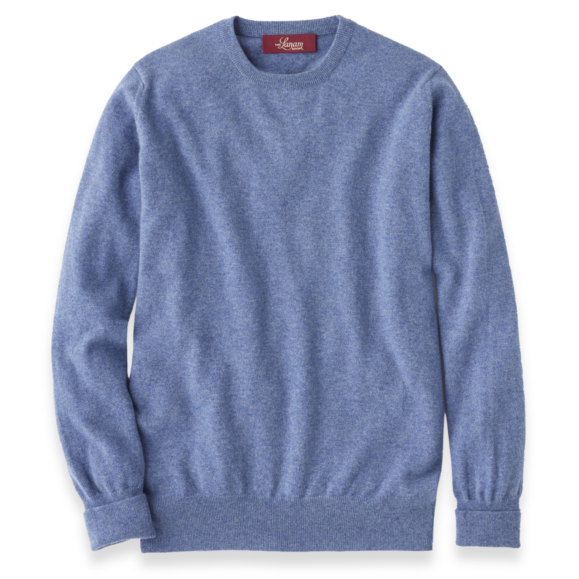 Men's Cashmere Crew Neck Sweater With Set-In Sleeve in Lapis | The Lanam Shop
