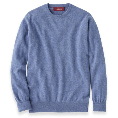 Men's Cashmere Crew Neck Sweater With Set-In Sleeve in Lapis | The Lanam Shop