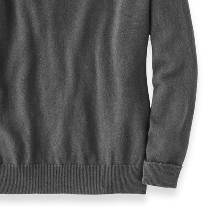 Men's Cashmere V-Neck Sweater With Saddle Shoulder in Derby Grey | The Lanam Shop