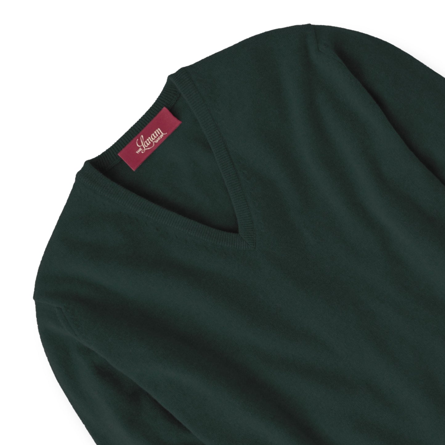 Men's Cashmere V-Neck Sweater With Set-In Sleeve in Bottle Green | The Lanam Shop