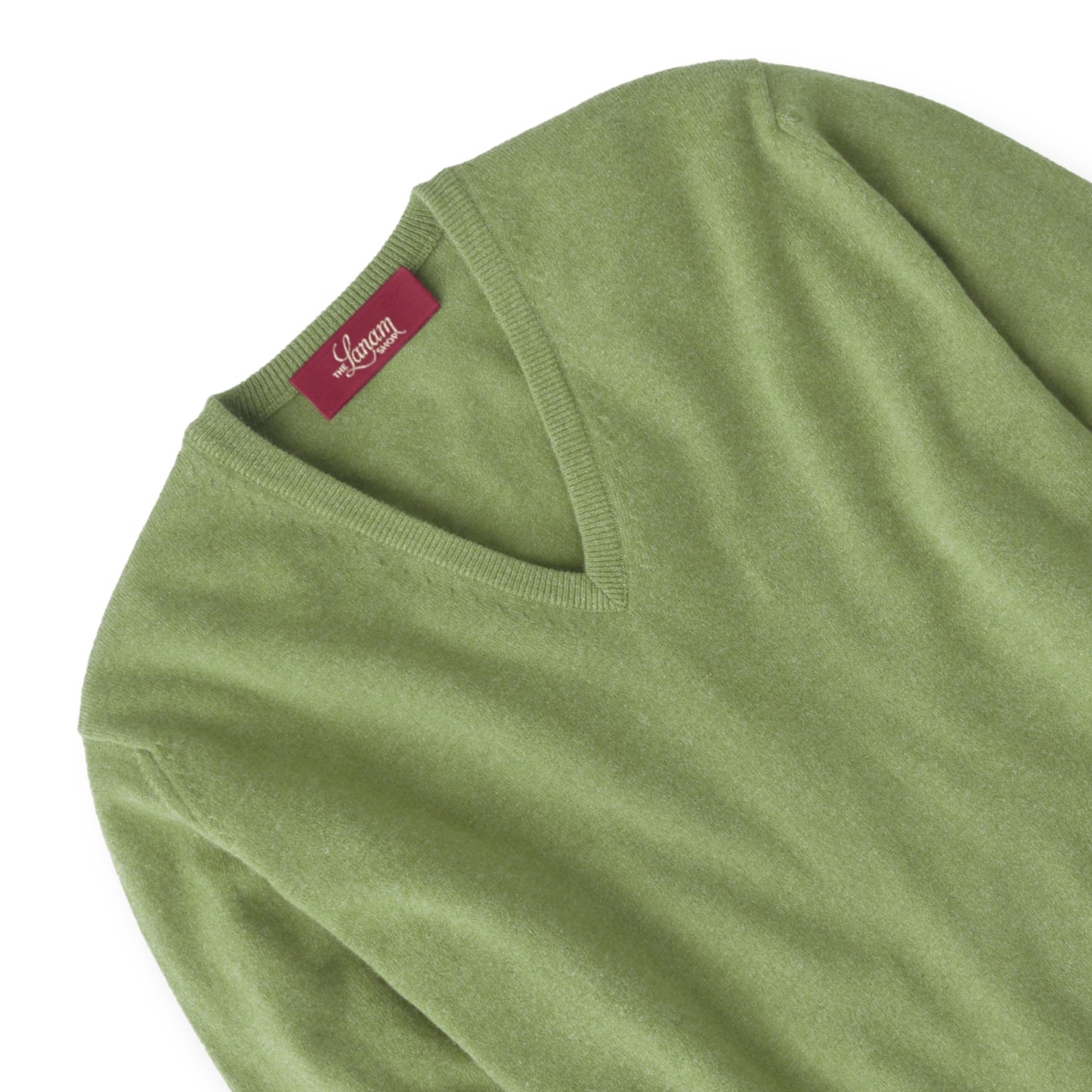 Men's Cashmere V-Neck Sweater With Set-In Sleeve in Foliage Green | The Lanam Shop