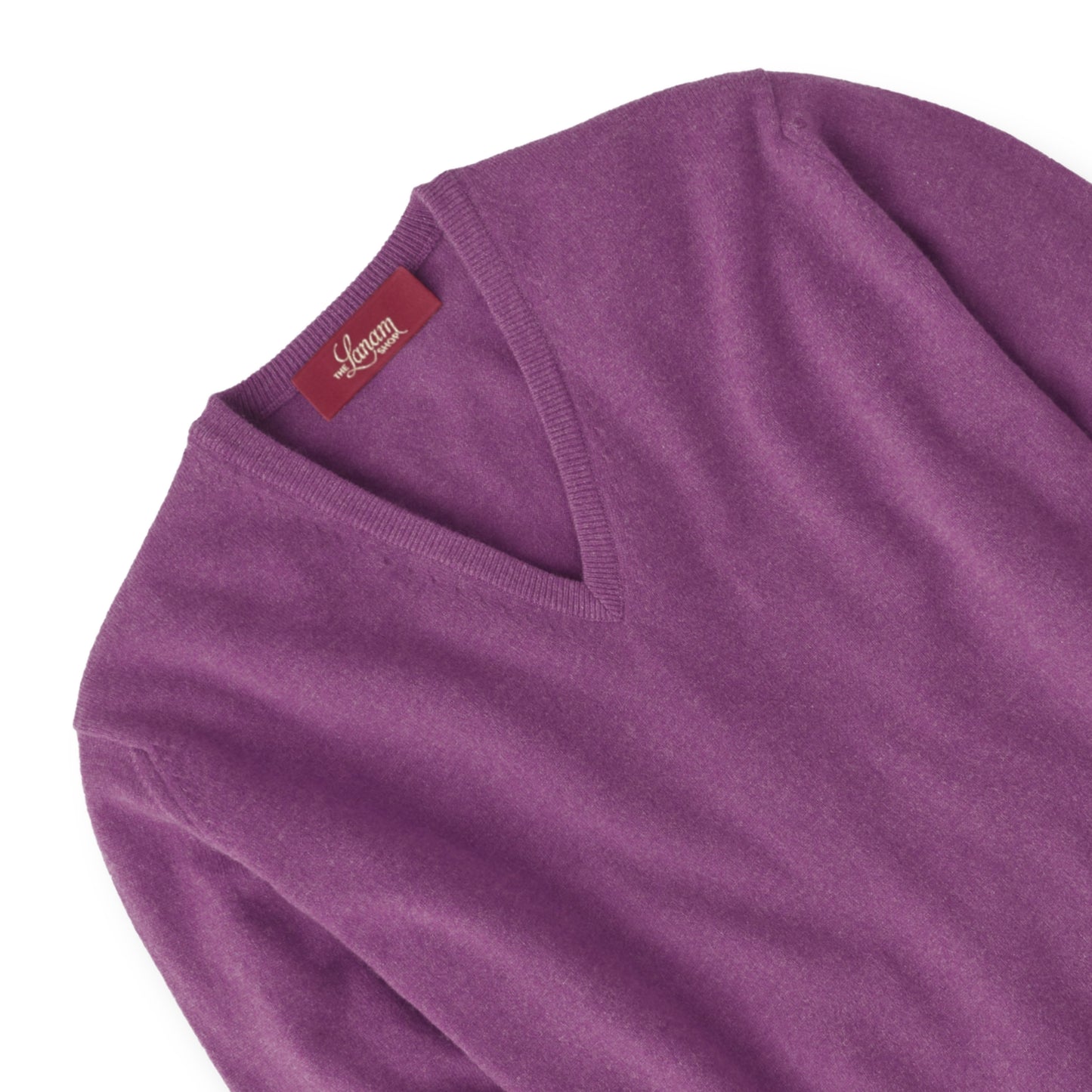 Men's Cashmere V-Neck Sweater With Set-In Sleeve in Loganberry | The Lanam Shop