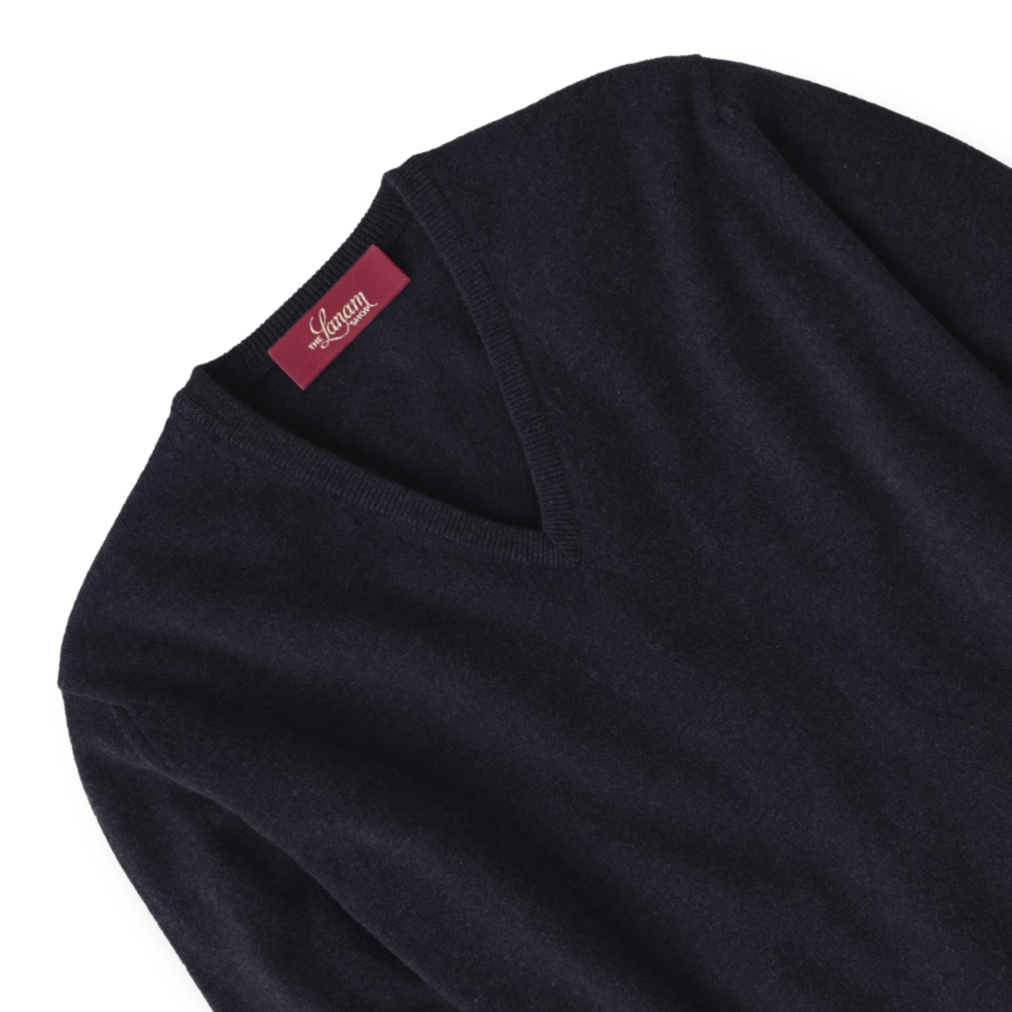 Men's Cashmere V-Neck Sweater With Set-In Sleeve in Navy | The Lanam Shop