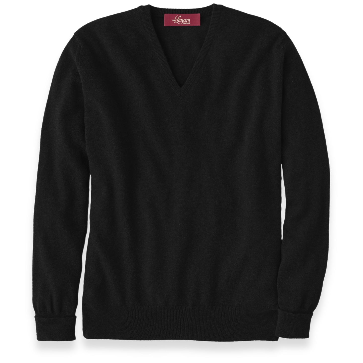 Men's Cashmere V-Neck Sweater With Set-In Sleeve in Black | The Lanam Shop