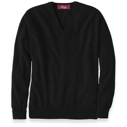 Men's Cashmere V-Neck Sweater With Set-In Sleeve in Black | The Lanam Shop