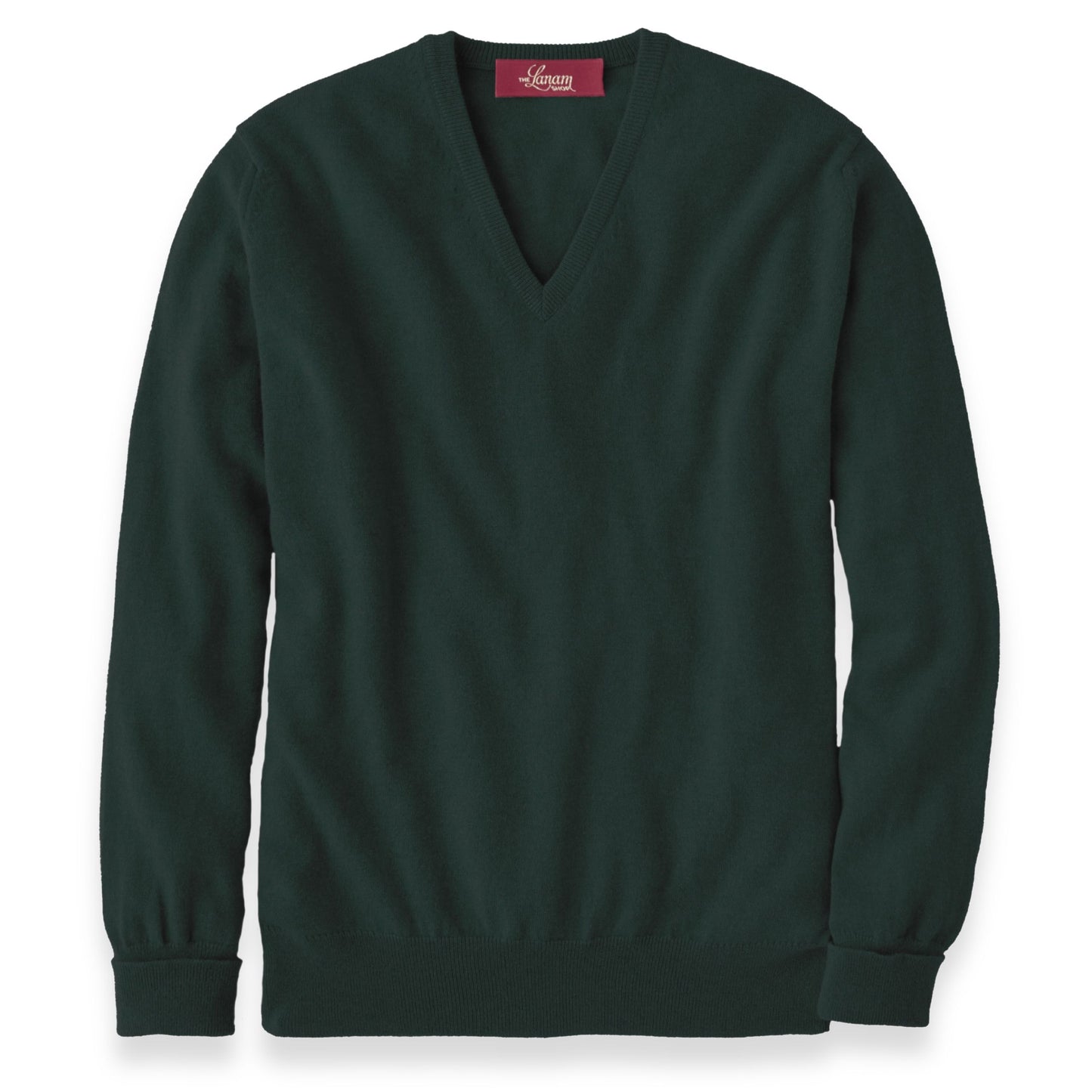 Men's Cashmere V-Neck Sweater With Set-In Sleeve in Bottle Green | The Lanam Shop