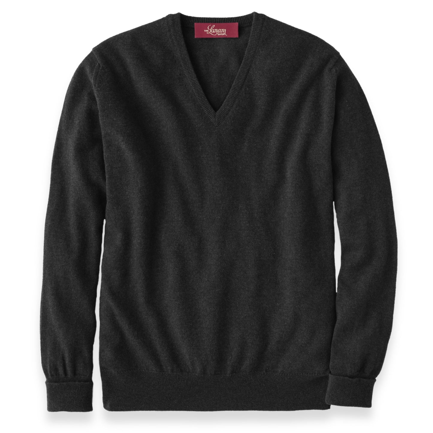 Men's Cashmere V-Neck Sweater With Set-In Sleeve in Charcoal | The Lanam Shop
