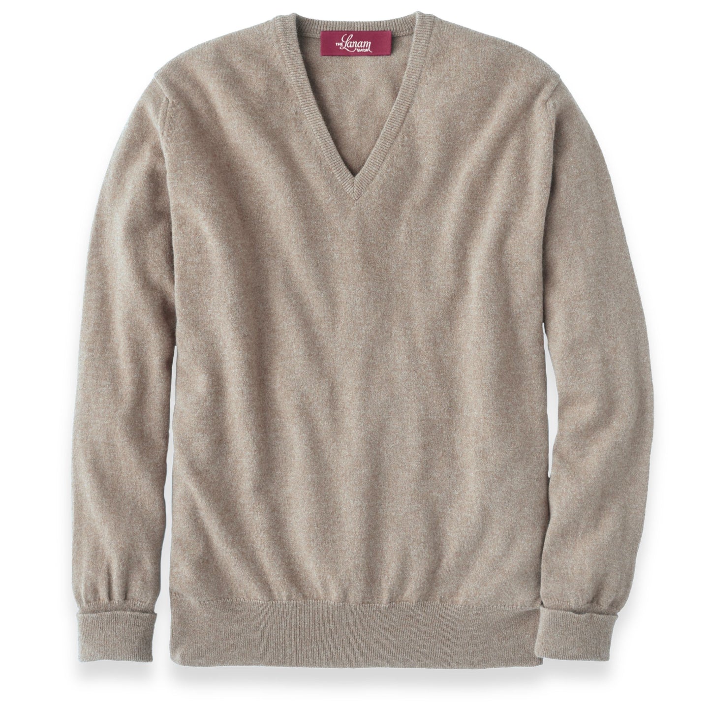 Men's Cashmere V-Neck Sweater With Set-In Sleeve in Dark Natural | The Lanam Shop