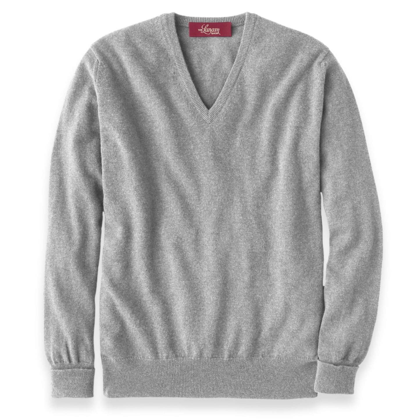Men's Cashmere V-Neck Sweater With Set-In Sleeve in Flannel Grey | The Lanam Shop