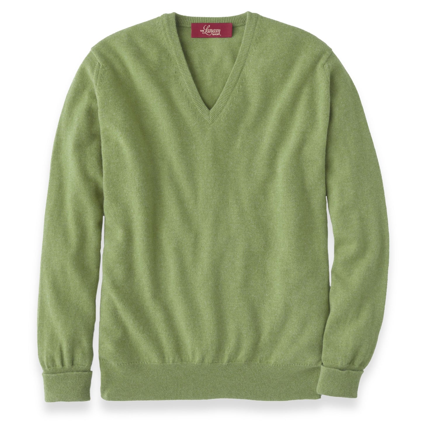 Men's Cashmere V-Neck Sweater With Set-In Sleeve in Foliage Green | The Lanam Shop