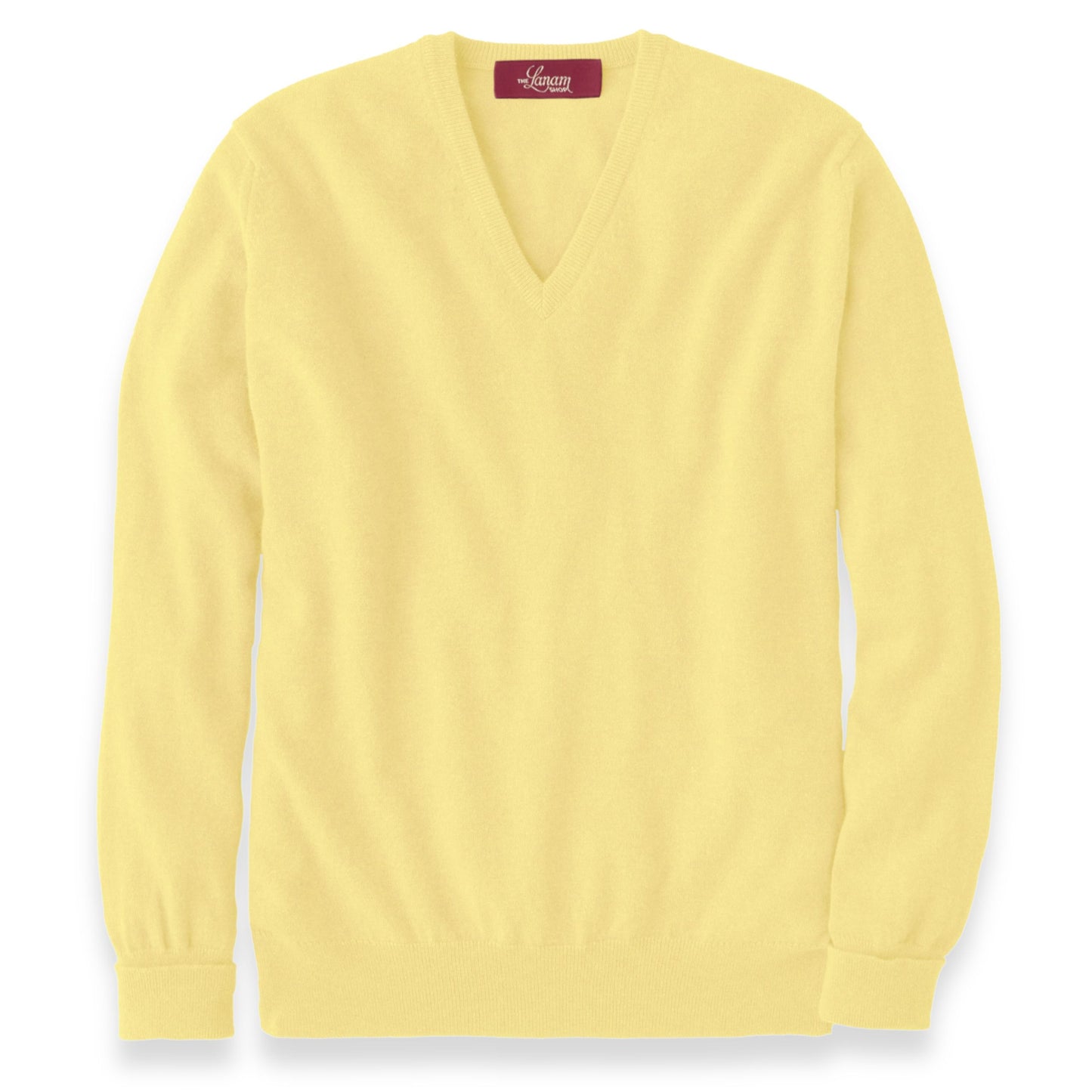 Men's Cashmere V-Neck Sweater With Set-In Sleeve in Lemon Frost | The Lanam Shop