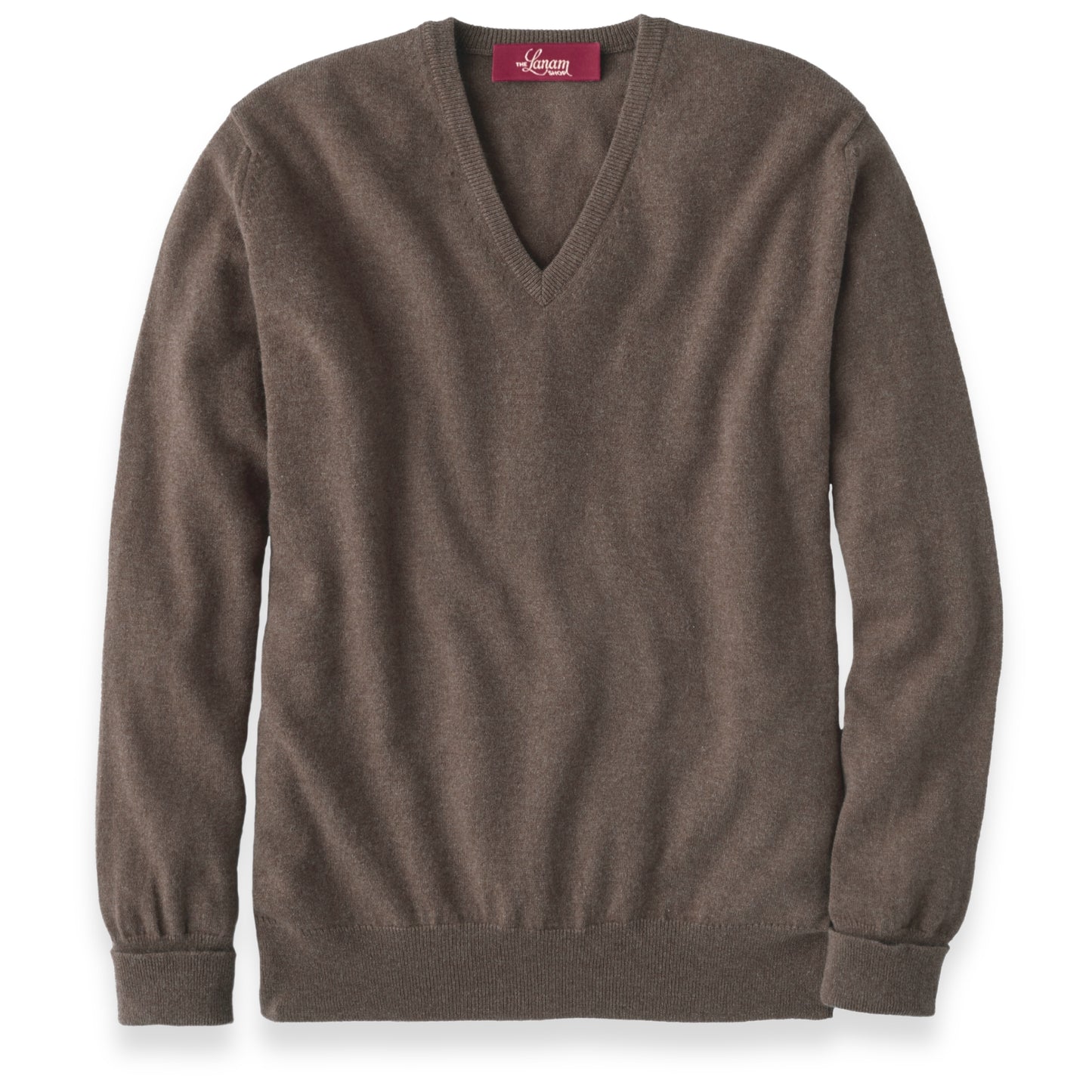 Men's Cashmere V-Neck Sweater With Set-In Sleeve in Mocha | The Lanam Shop
