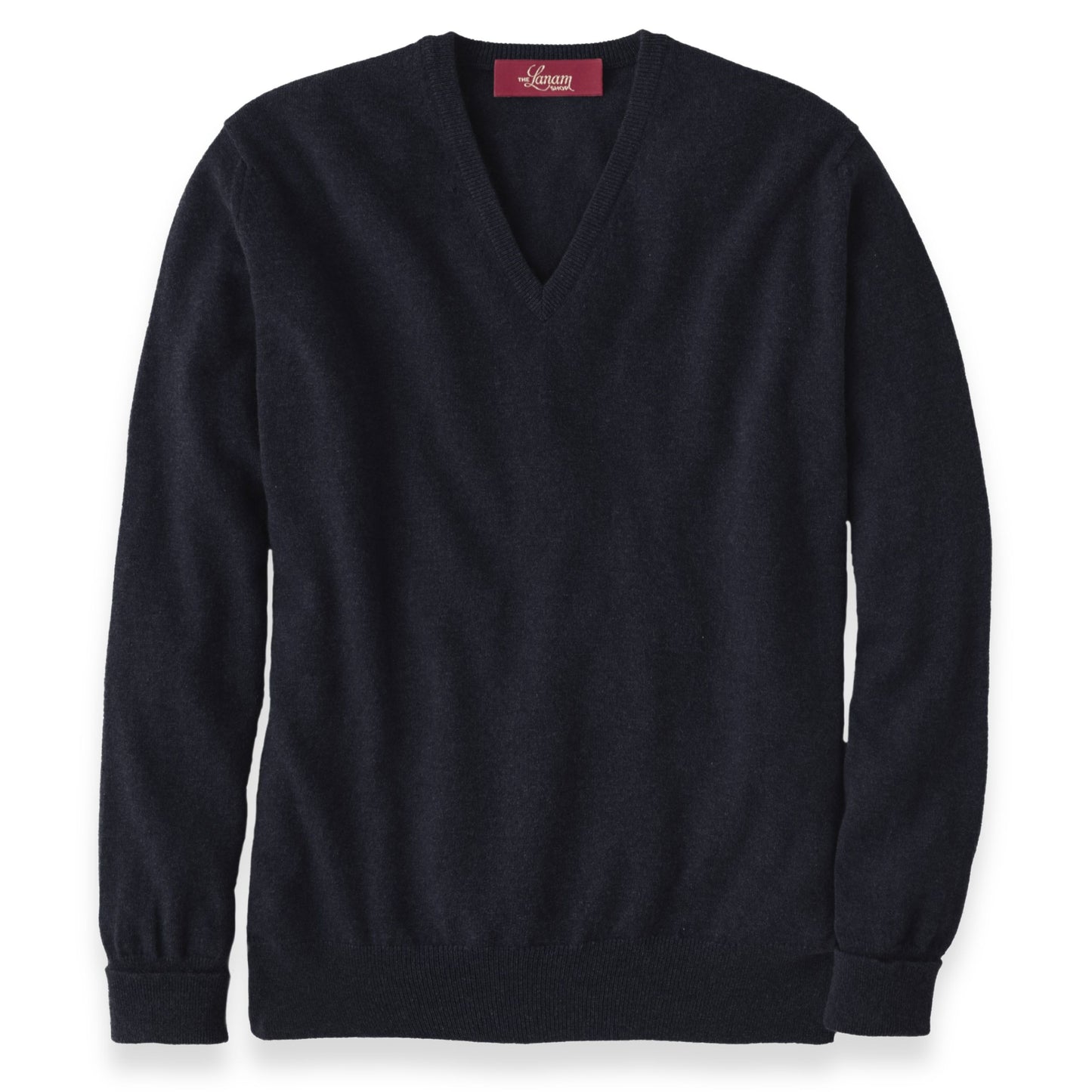 Men's Cashmere V-Neck Sweater With Set-In Sleeve in Navy | The Lanam Shop