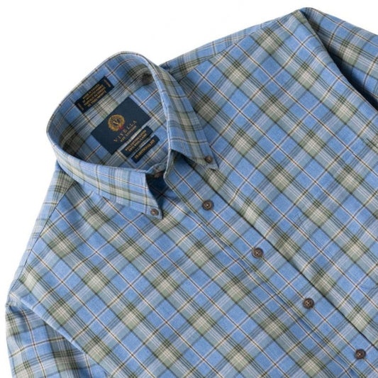 Men's Chambray Blue Plaid Viyella Shirt