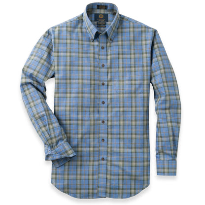 Men's Chambray Blue Plaid Viyella Shirt