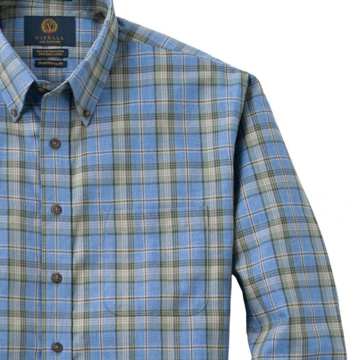 Men's Chambray Blue Plaid Viyella Shirt
