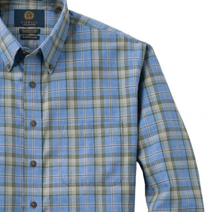 Men's Chambray Blue Plaid Viyella Shirt