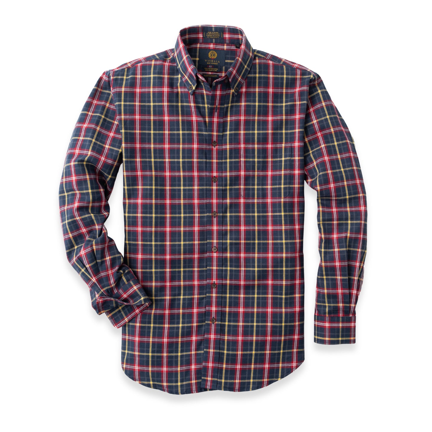 Men's Dark Blue Plaid Viyella Shirt