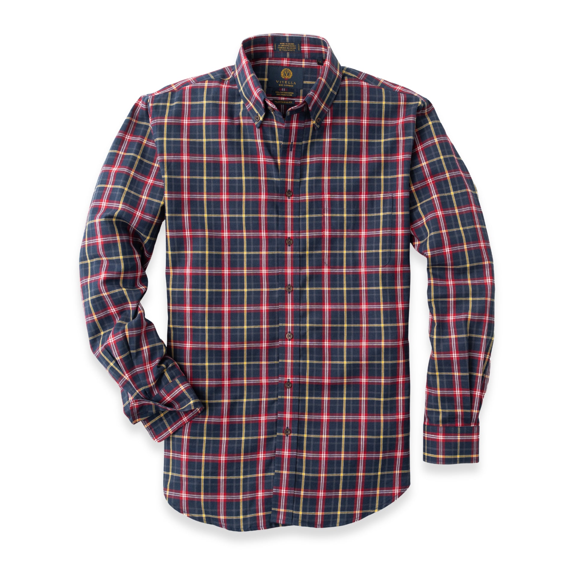 Men's Dark Blue Plaid Viyella Shirt