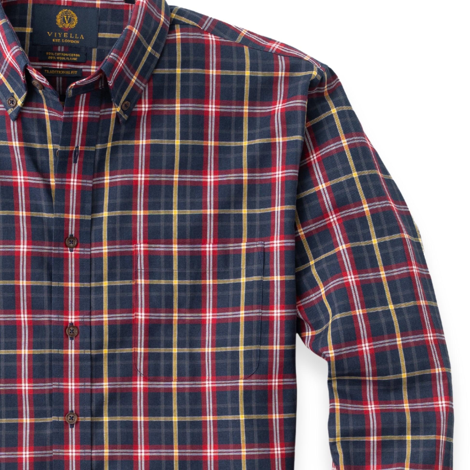 Men's Dark Blue Plaid Viyella Shirt