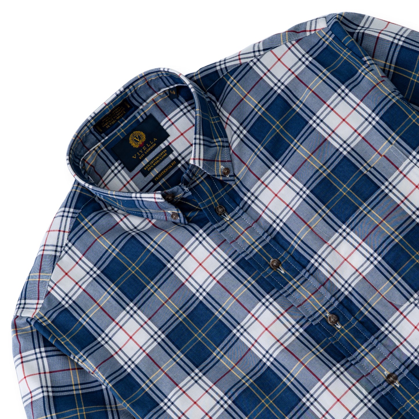 Men's Denim and White Plaid Viyella Shirt