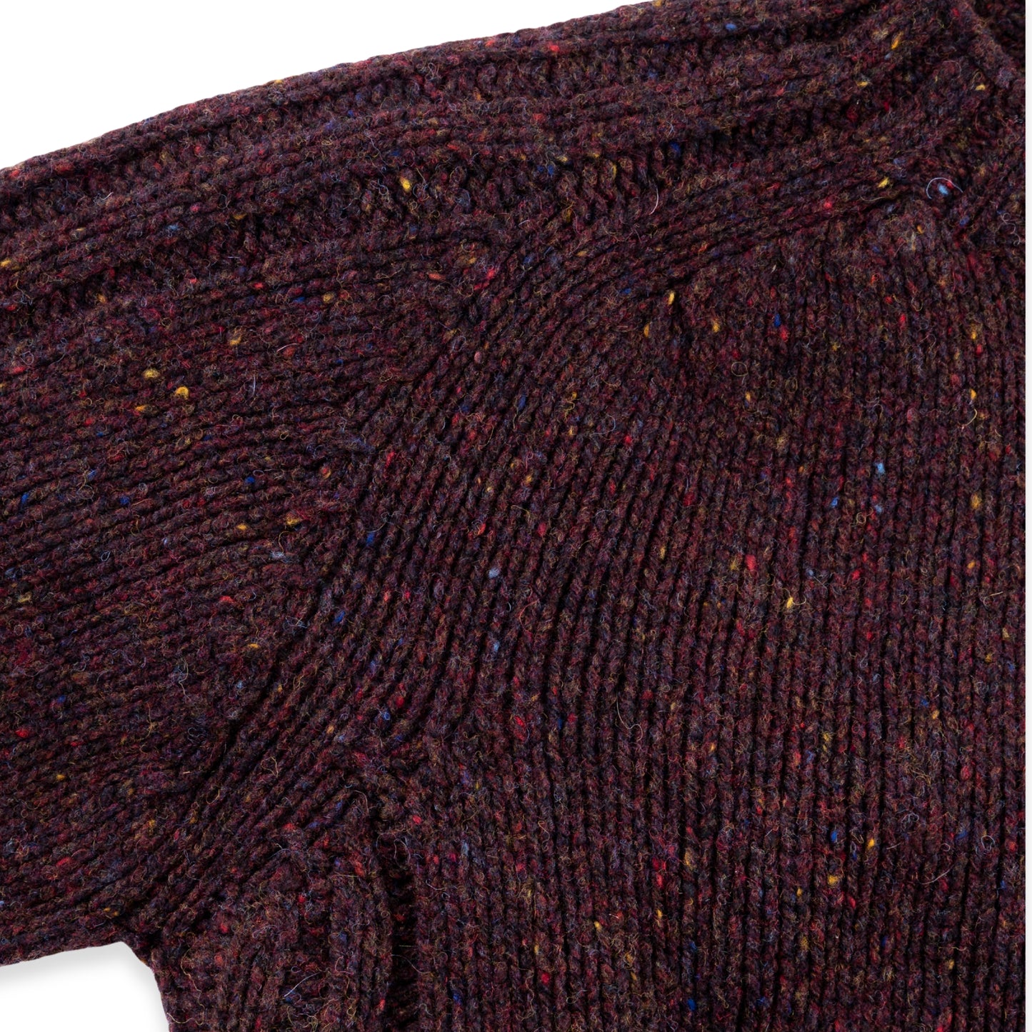 Men's Donegal Lambswool Crew Neck Sweater with Rib Knit Detail | Bordeaux Red Donegal