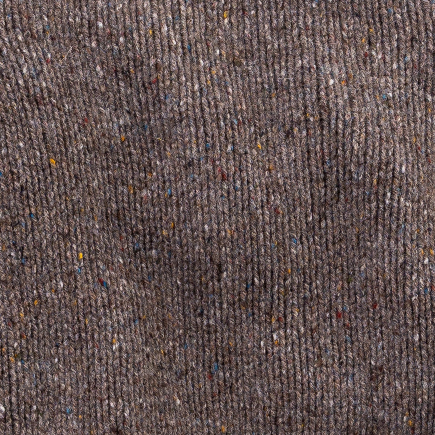 Men's Donegal Lambswool Crew Neck Sweater with Rib Knit Detail | Brown Donegal