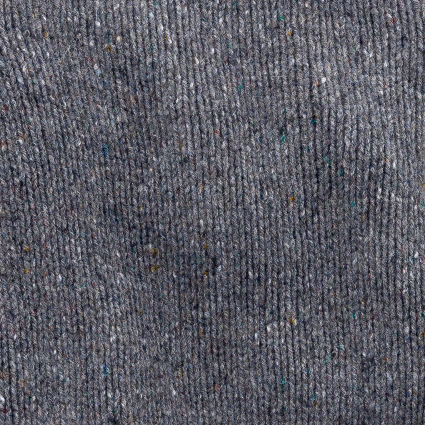 Men's Donegal Lambswool Crew Neck Sweater with Rib Knit Detail | Charcoal Grey Donegal