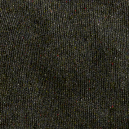 Men's Donegal Lambswool Crew Neck Sweater with Rib Knit Detail | Forest Green Donegal