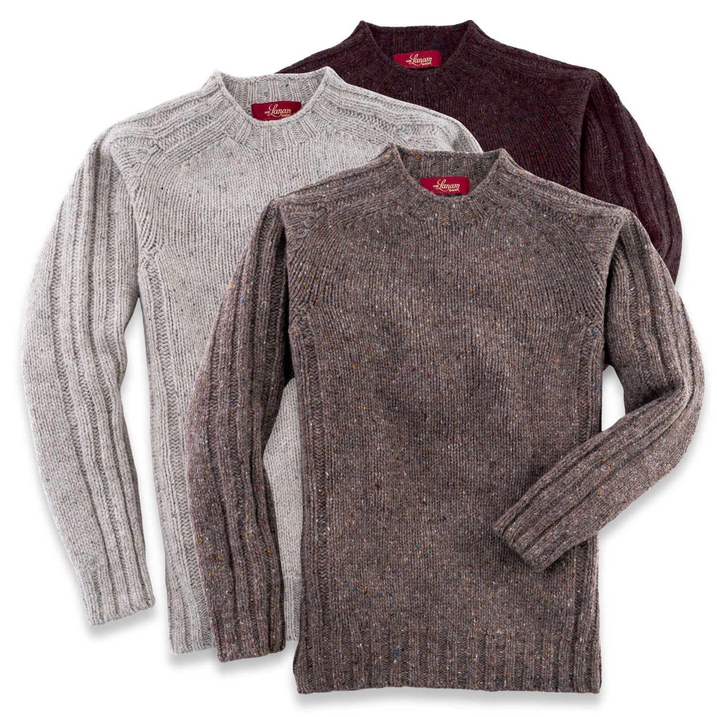 Men's Donegal Lambswool Crew Neck Sweater with Rib Knit Detail | Made in Scotland