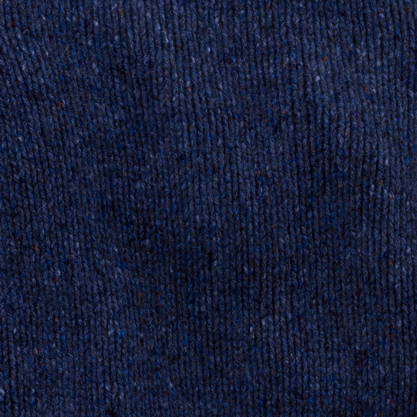 Men's Donegal Lambswool Crew Neck Sweater with Rib Knit Detail | Navy Blue Donegal