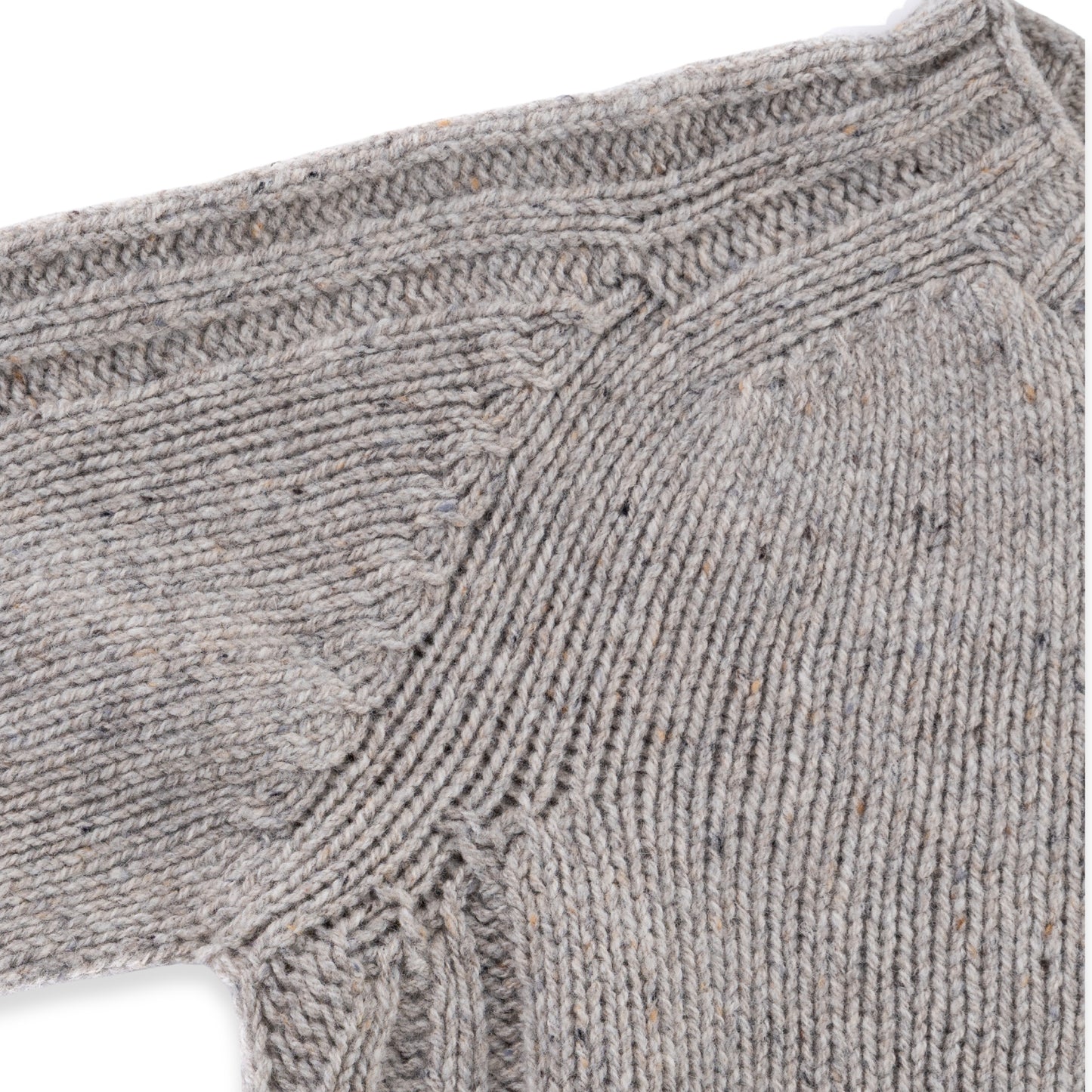 Men's Donegal Lambswool Crew Neck Sweater with Rib Knit Detail | Silver Beige Donegal