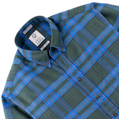Men's Forest Green Plaid Luxury Blend Viyella Shirt