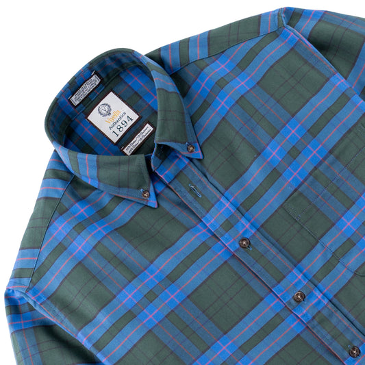 Men's Forest Green Plaid Luxury Blend Viyella Shirt