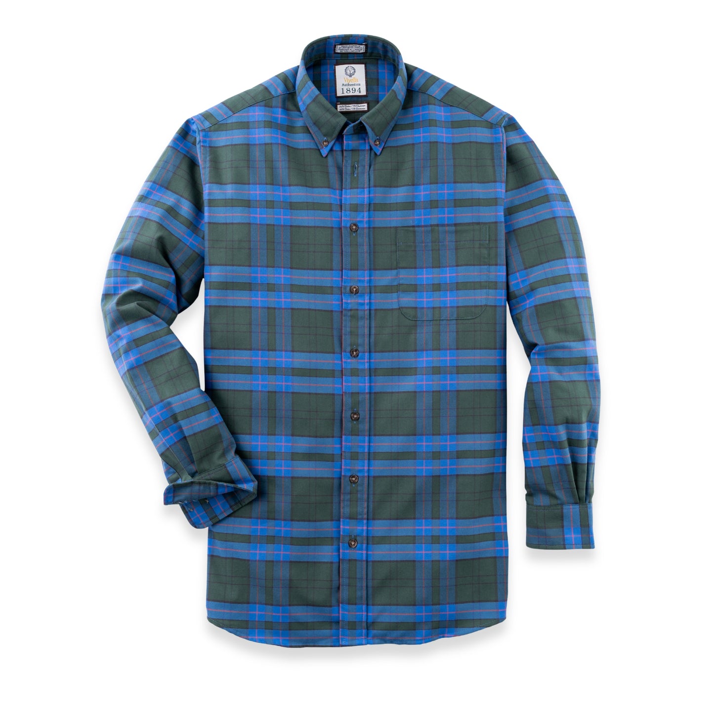 Men's Forest Green Plaid Luxury Blend Viyella Shirt