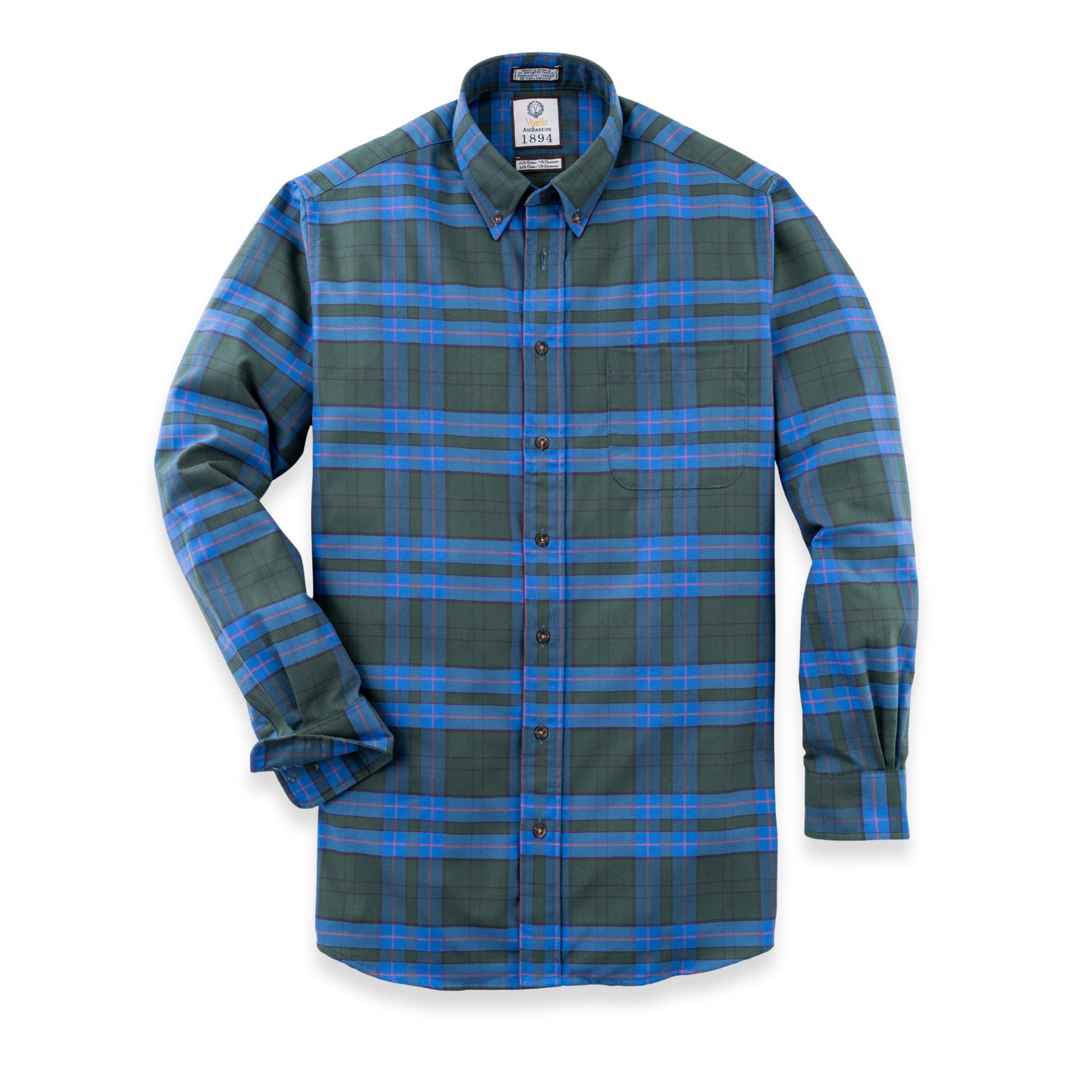 Men's Forest Green Plaid Luxury Blend Viyella Shirt