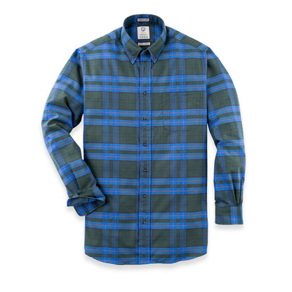 Men's Forest Green Plaid Luxury Blend Viyella Shirt