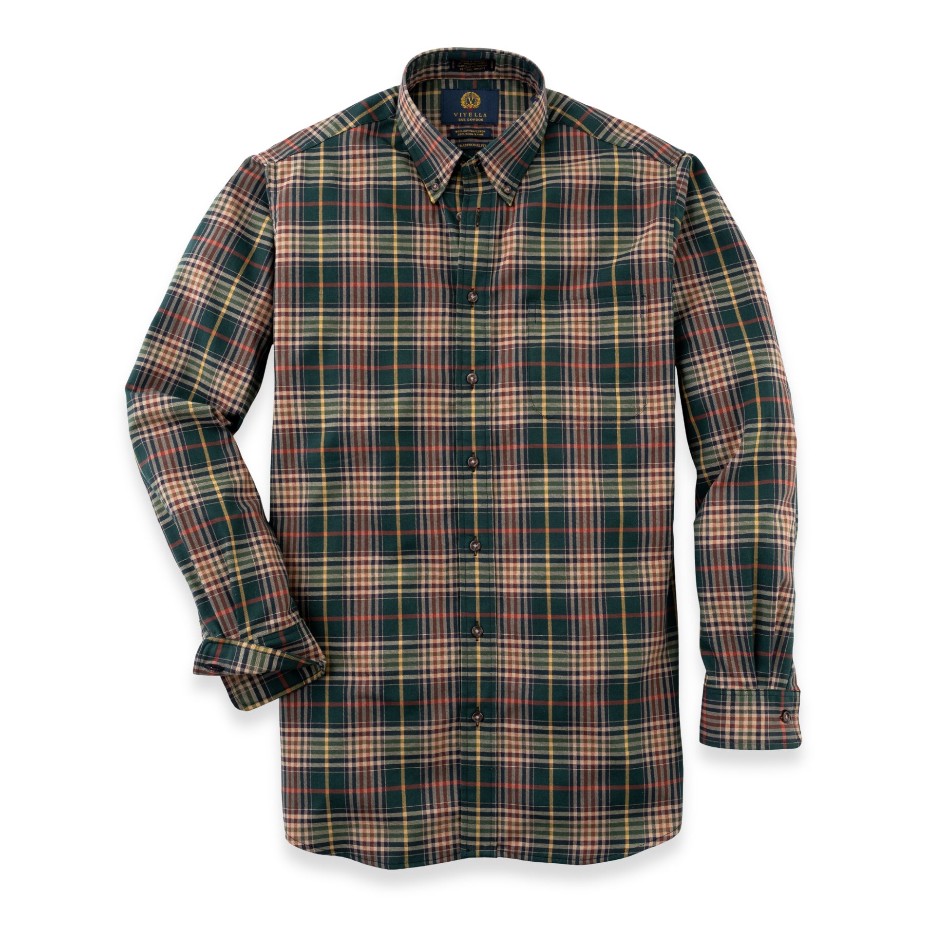 Men's Viyella Forest Green Plaid Shirt | Cotton & Wool Blend | The Lanam Shop Men's Viyella Forest Green Plaid Shirt | Cotton & Wool Blend | The Lanam Shop