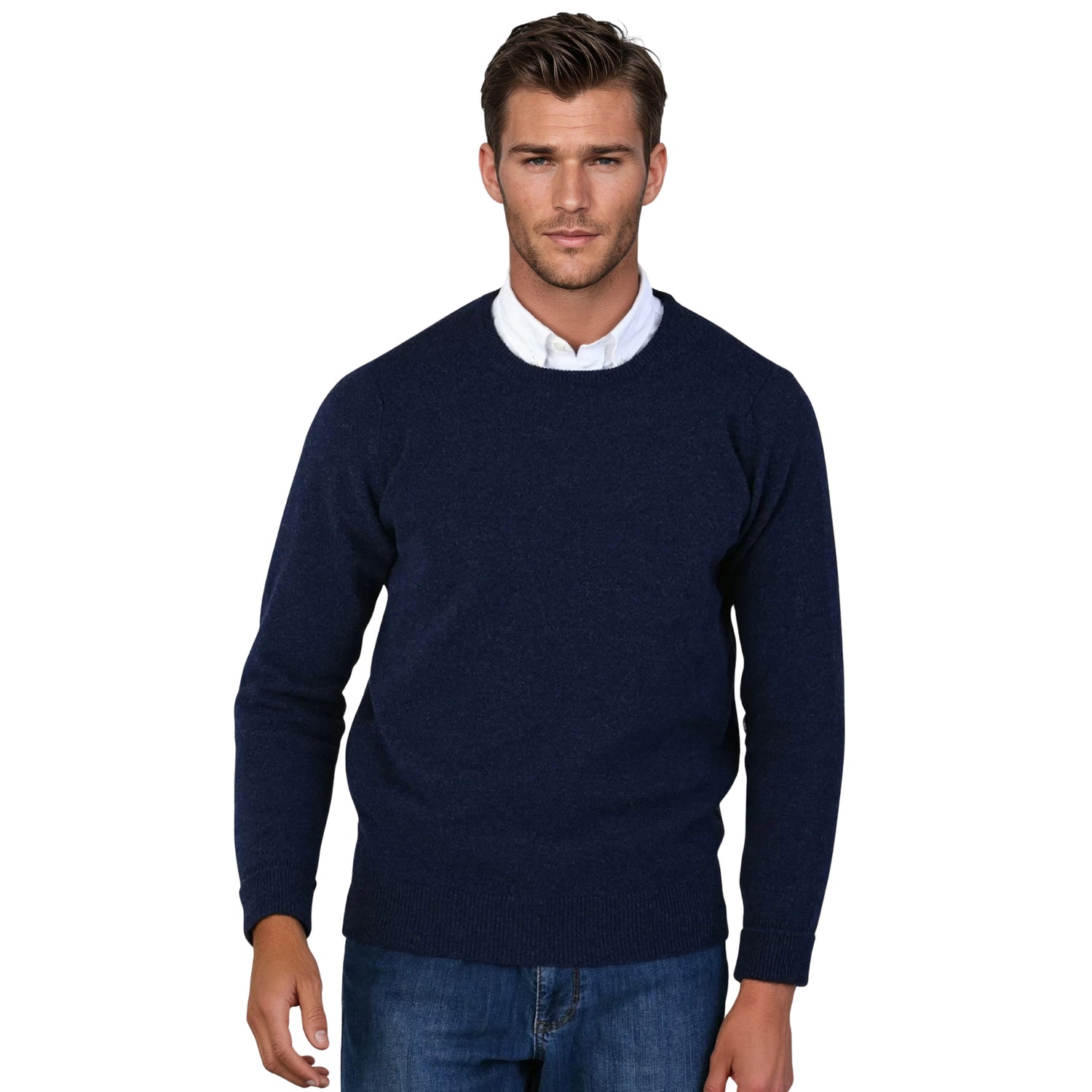 Geelong Lambswool Crew Neck Sweater With Set-In Sleeves