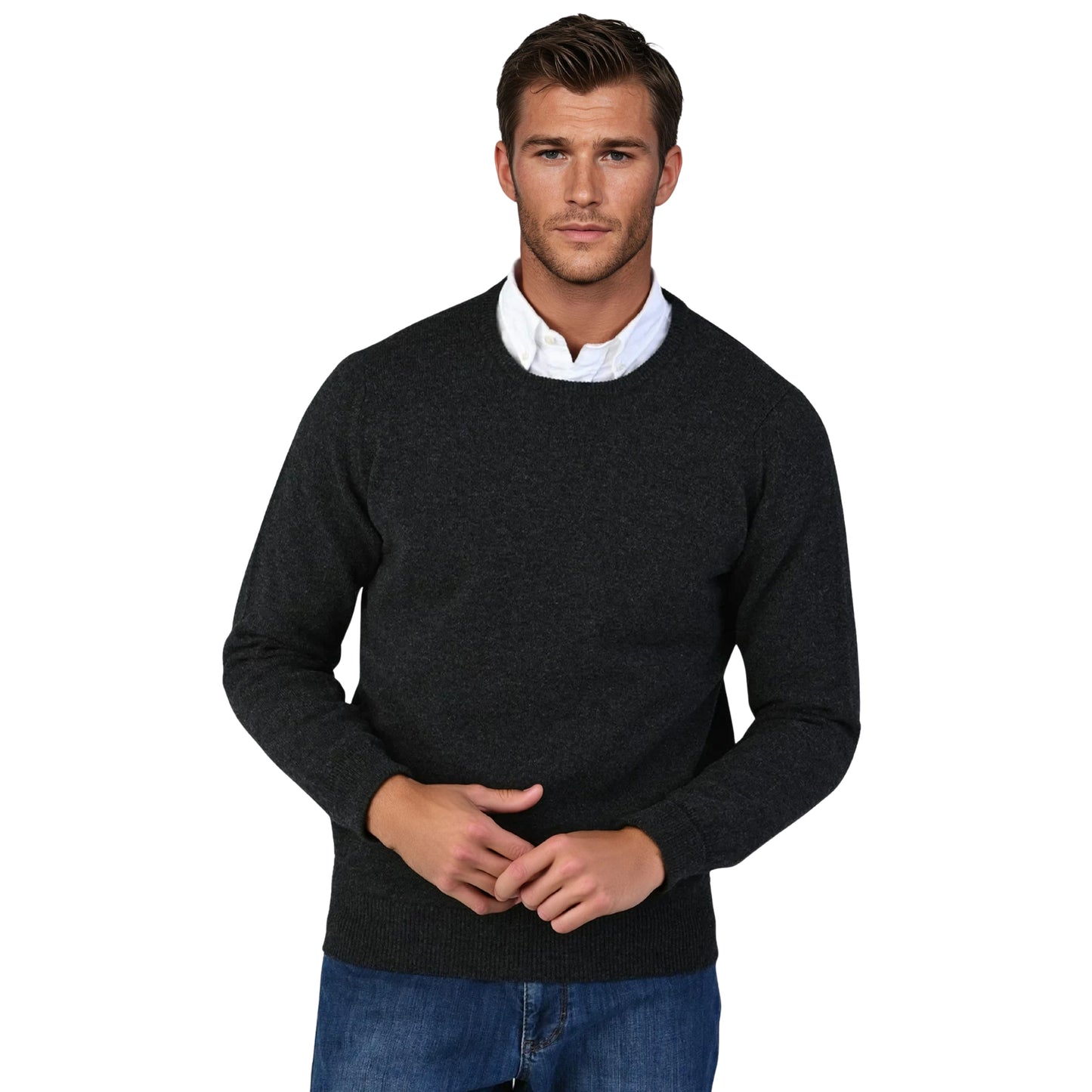 Geelong Lambswool Crew Neck Sweater With Set-In Sleeves