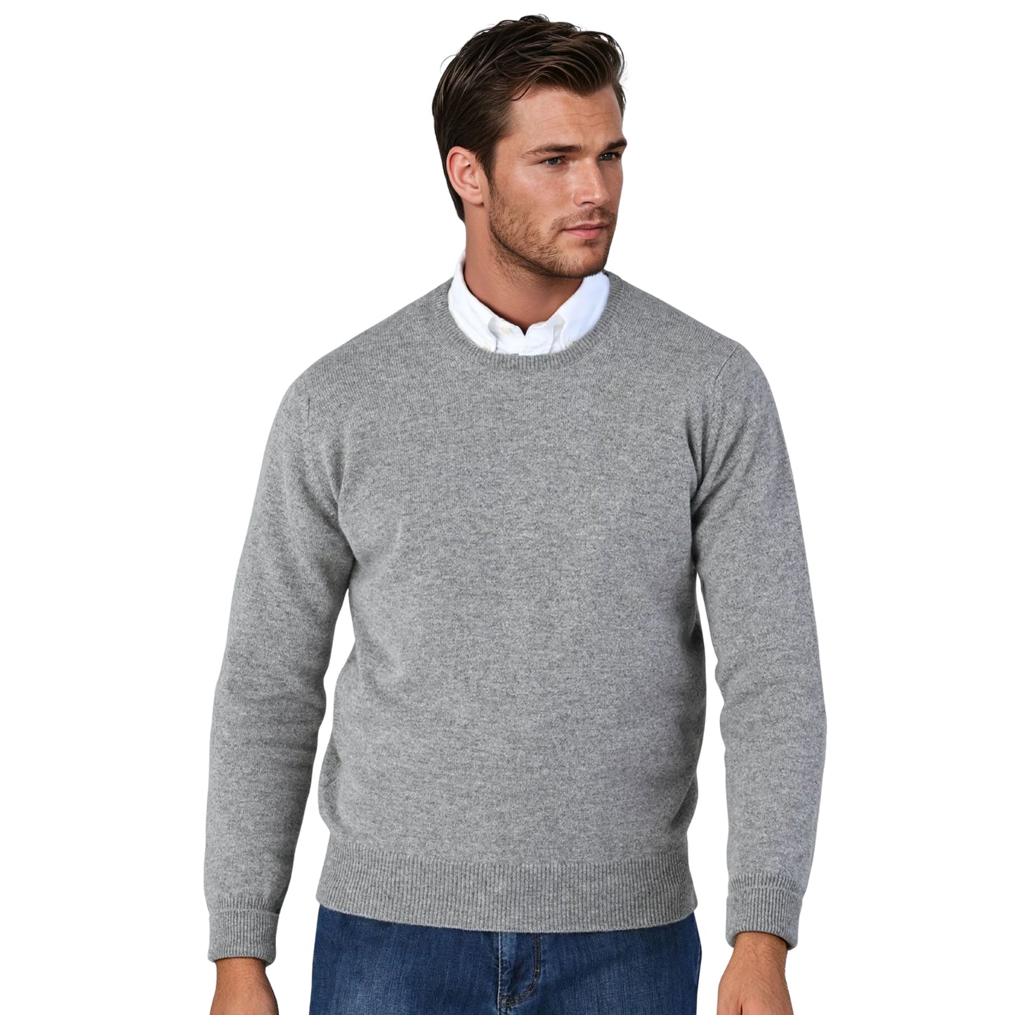 Geelong Lambswool Crew Neck Sweater With Set-In Sleeves