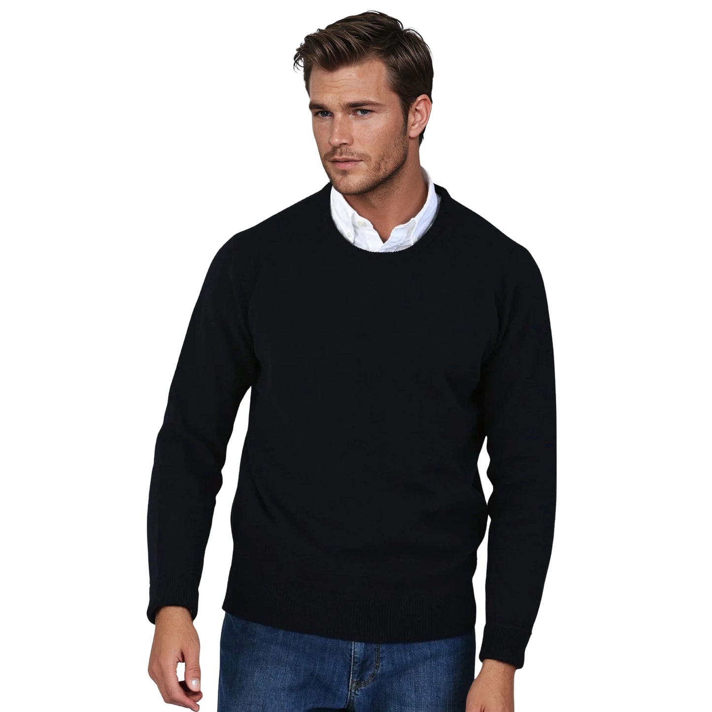 Geelong Lambswool Crew Neck Sweater With Set-In Sleeves