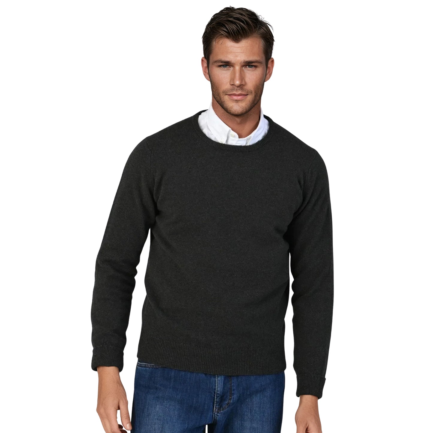 Geelong Lambswool Crew Neck Sweater With Set-In Sleeves