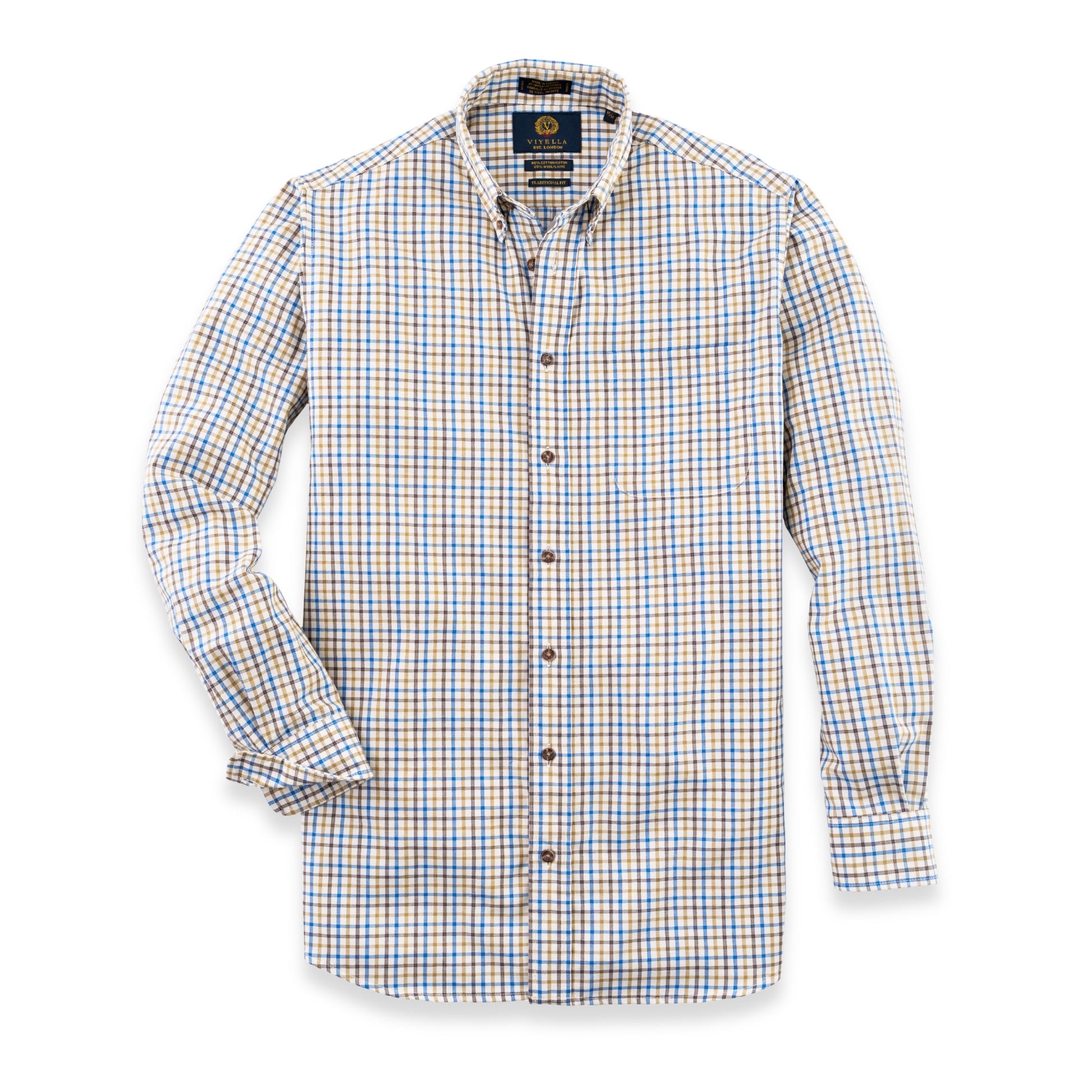 Men's Green and Blue Tattersall Viyella Shirt