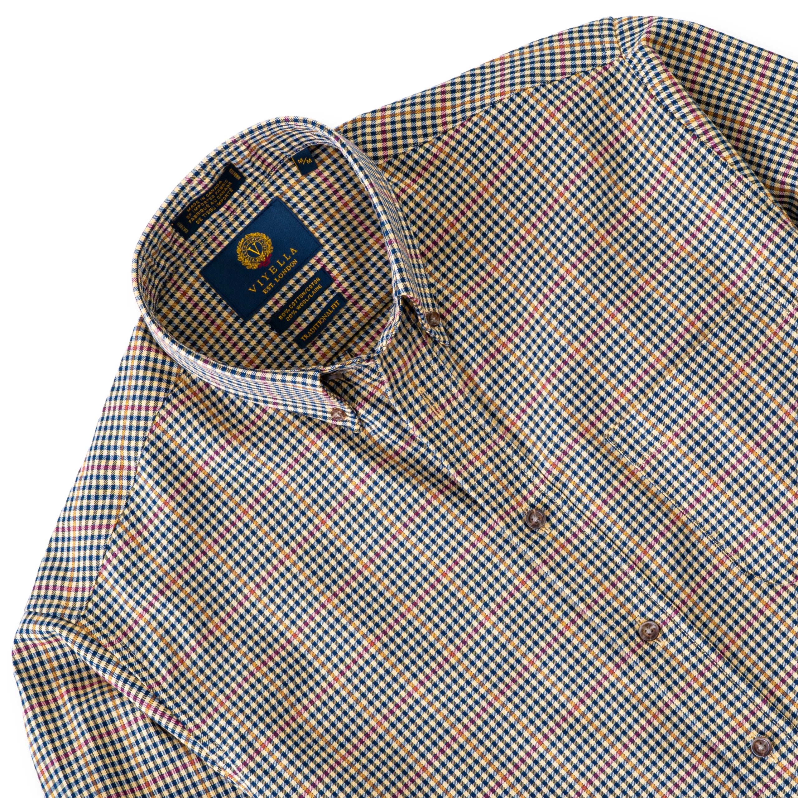 Men's Viyella Gun Check Shirt | Cotton & Wool Blend | The Lanam Shop