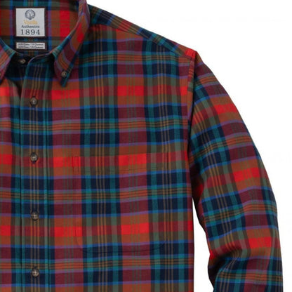 Men's Hunt Red Plaid Luxury Blend Viyella Shirt