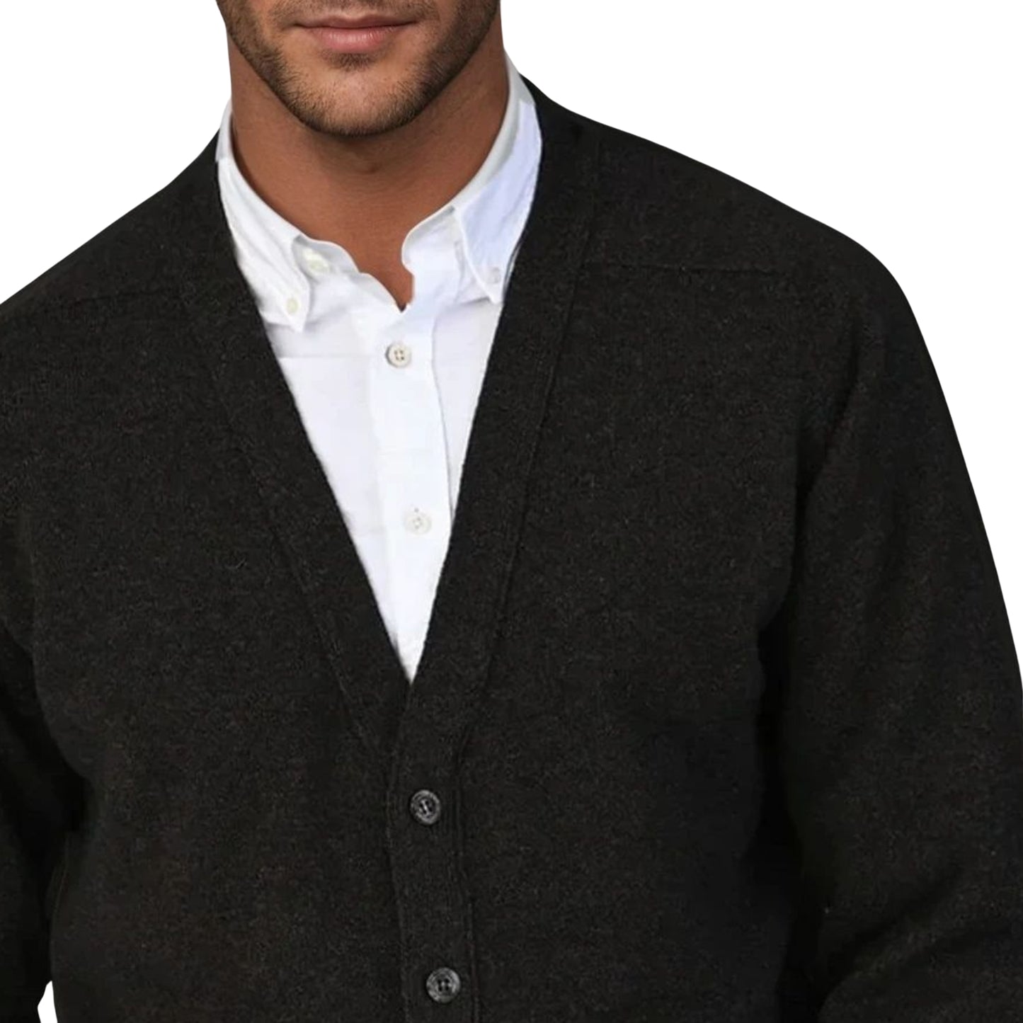 Men's Lambswool Cardigan With Saddle Shoulder | Cocoa Brown